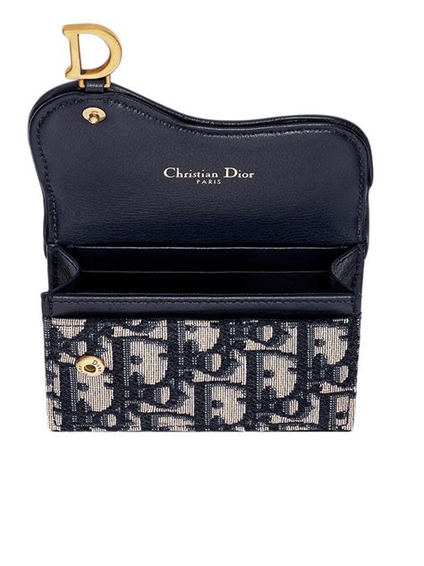 dior saddle flap card holder blue dior oblique jacquard|farfetch oblique canvas card holder.